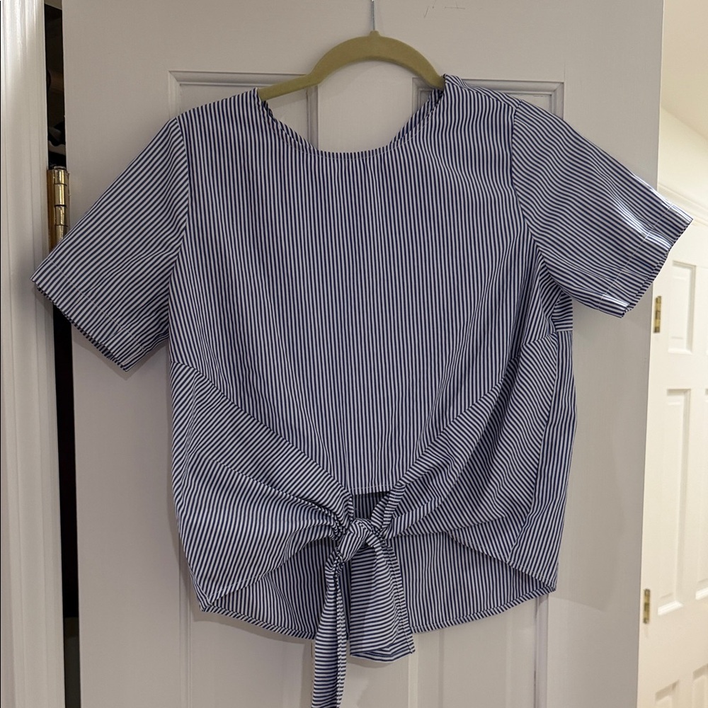 Striped Tie-Front Blouse